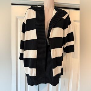 Chaps black white cardigan sweater hooded large L